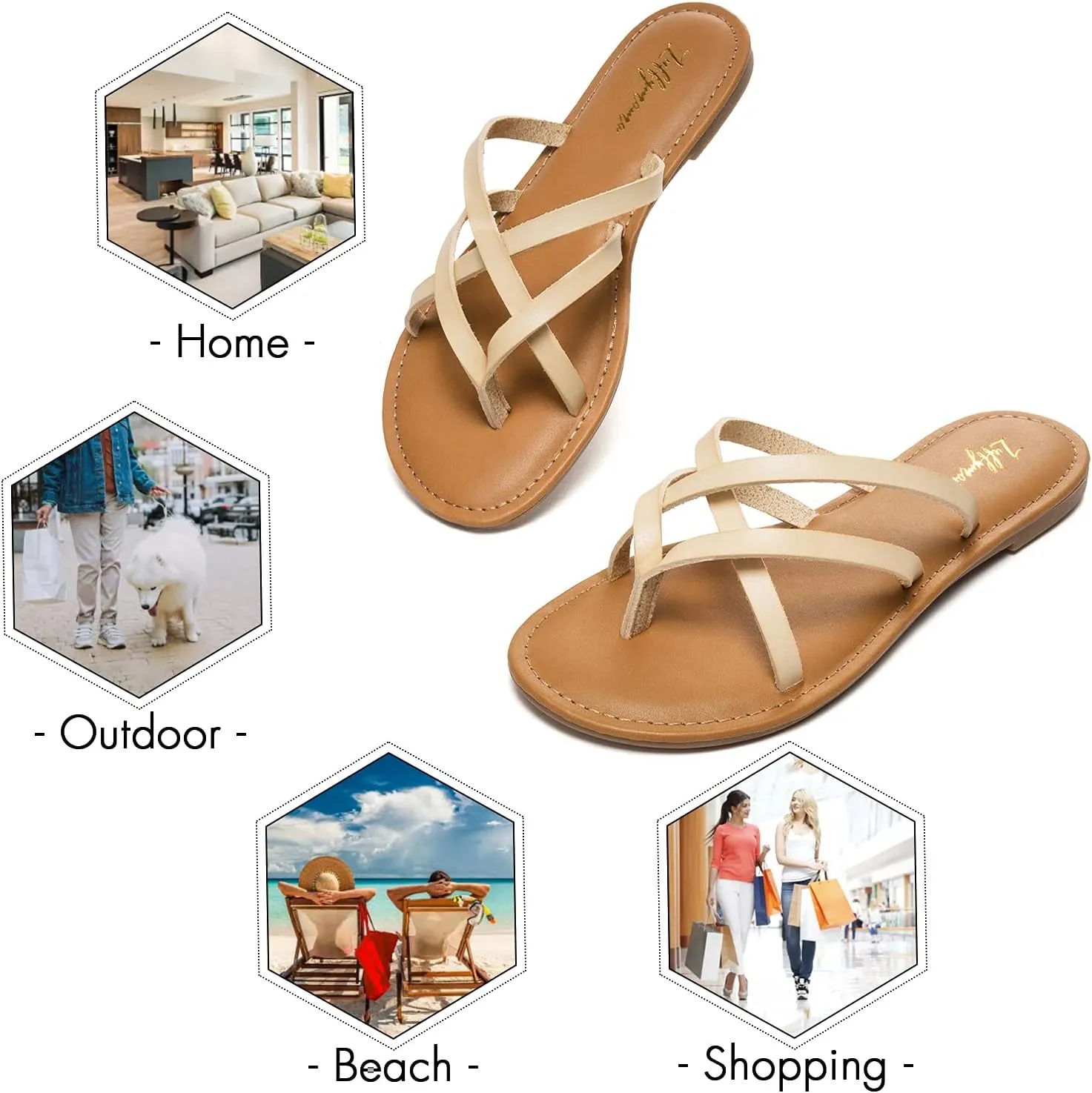 Luffymomo Women's Elastic Strap Flat Sandals Casual Summer Open Toe Sandal
