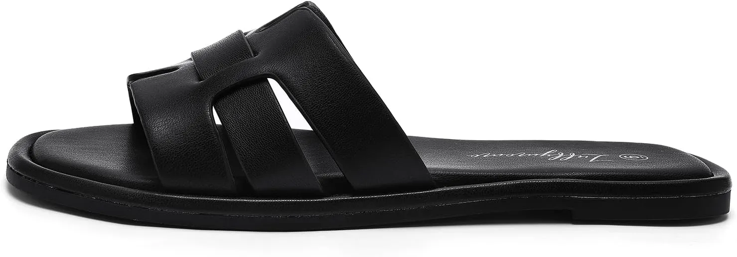 Luffymomo Womens Slip on Flat Sandals Comfortable Summer Casual Slides Sandals