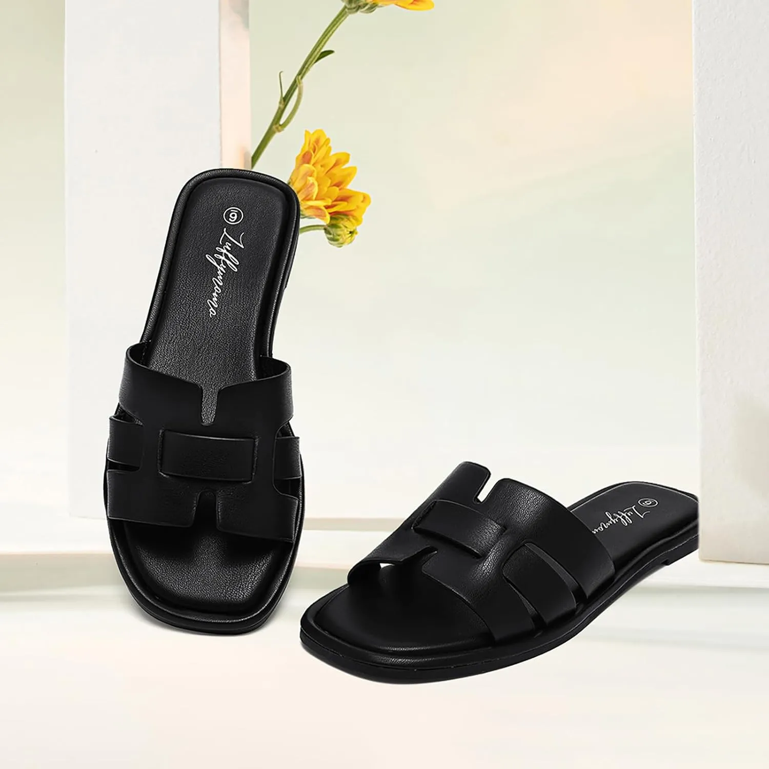 Luffymomo Womens Slip on Flat Sandals Comfortable Summer Casual Slides Sandals