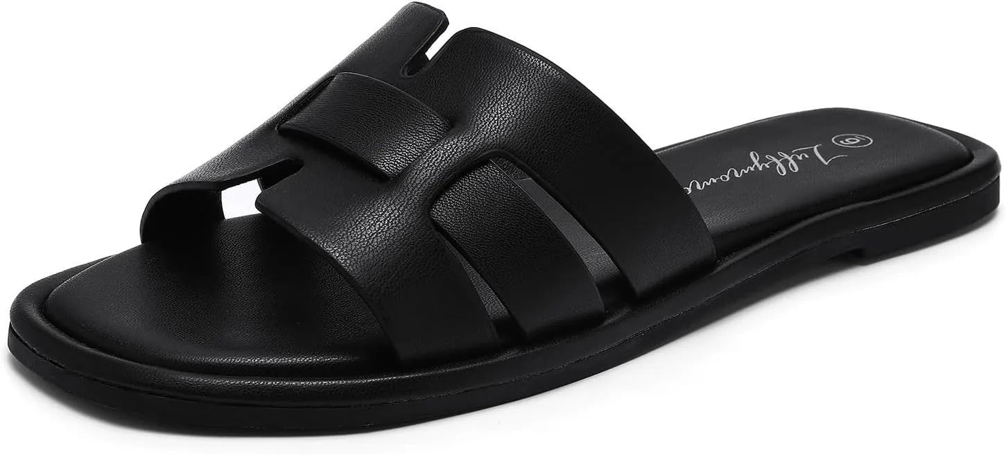 Luffymomo Womens Slip on Flat Sandals Comfortable Summer Casual Slides Sandals