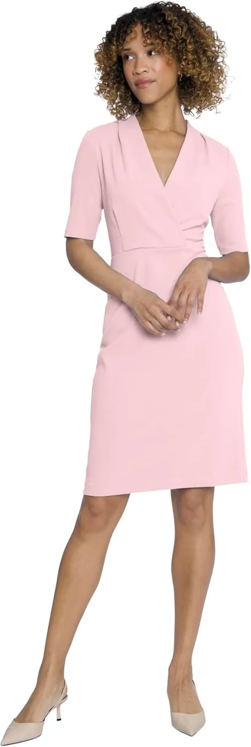 Maggy London Versatile V-Neck Elbow Sleeve Knee-Length Business Casual Dresses for Women