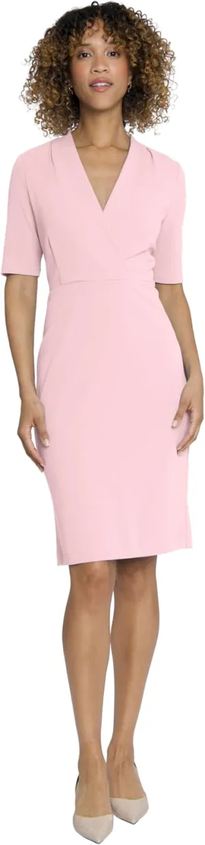 Maggy London Versatile V-Neck Elbow Sleeve Knee-Length Business Casual Dresses for Women