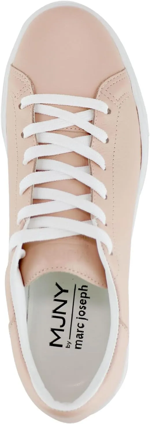 Marc Joseph New York Womens Casual Comfortable Genuine Leather Lightweight Low Top Fashion Slip-On Laceup Walking Sneaker Flat Shoes
