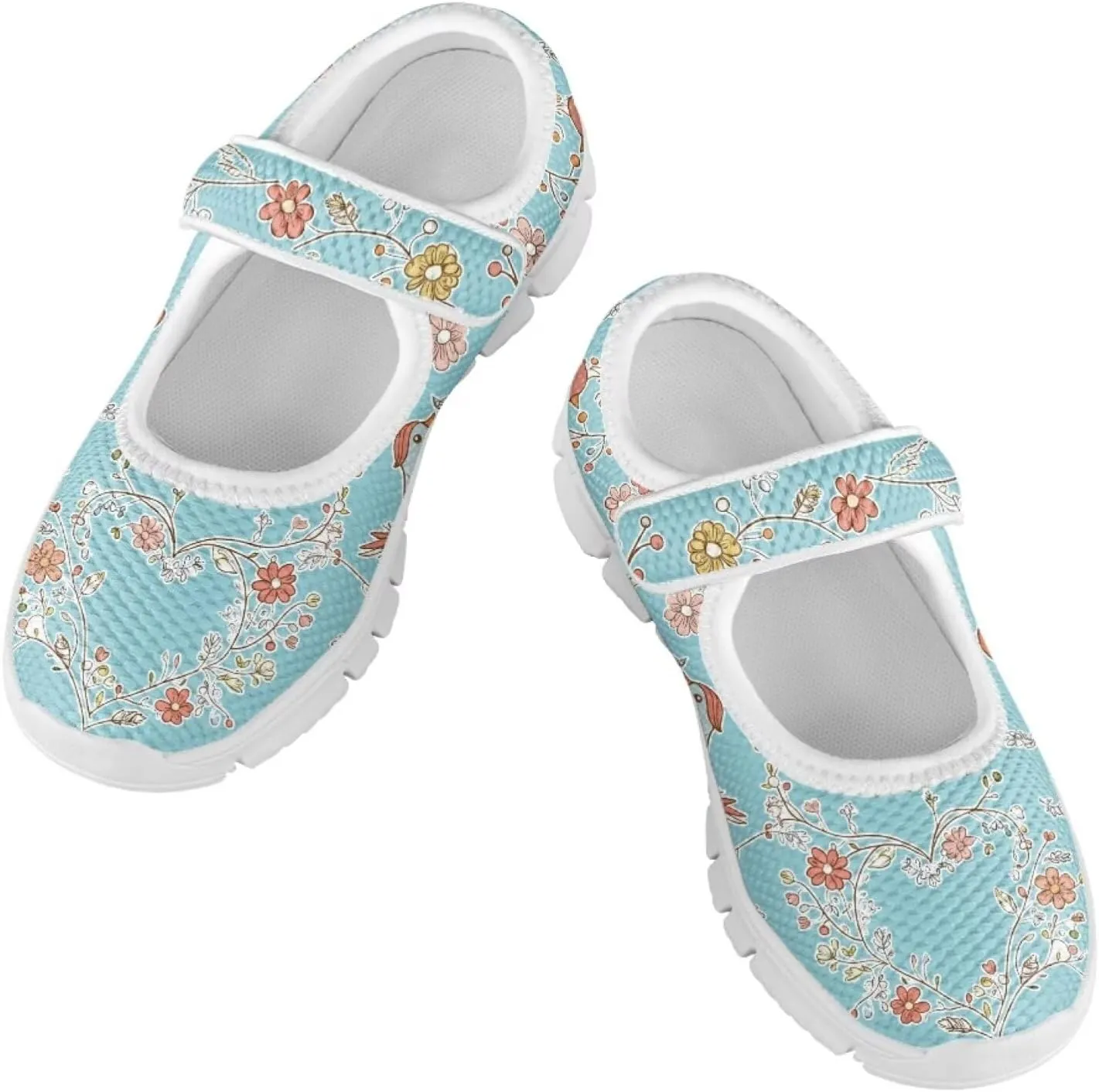 Mary Jane Shoes for Girls Cartoon Small Birds Toddler Dress Shoes Breathable School Shoes Mesh Sneaker for Kids,Size 11-2.5