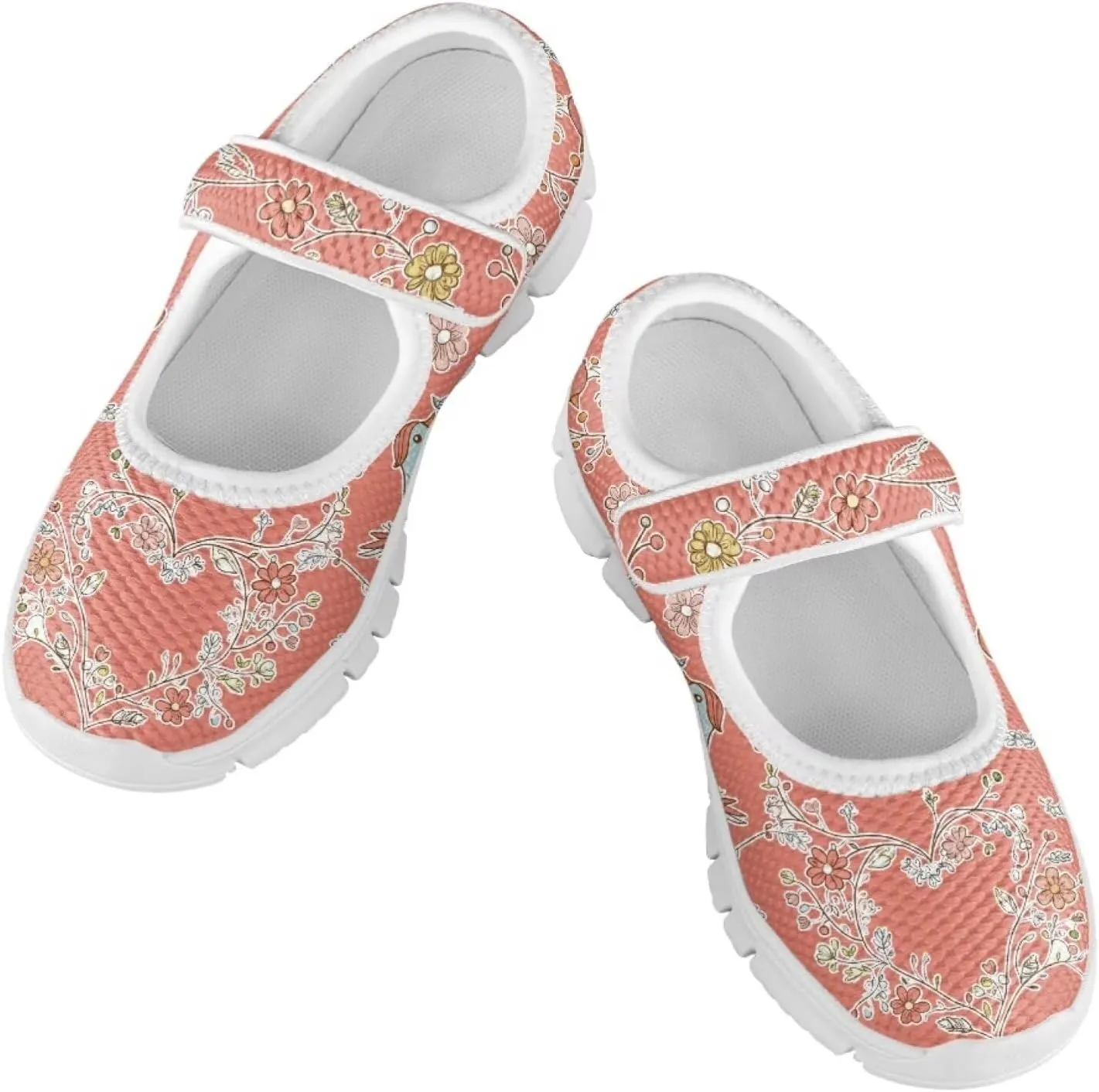 Mary Jane Shoes for Girls Cartoon Small Birds Toddler Dress Shoes Breathable School Shoes Mesh Sneaker for Kids,Size 11-2.5