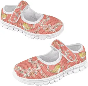 Mary Jane Shoes for Girls Cartoon Small Birds Toddler Dress Shoes Breathable School Shoes Mesh Sneaker for Kids,Size 11-2.5
