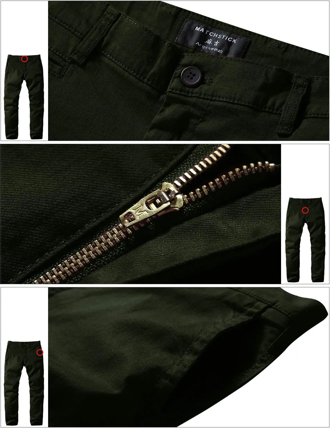 Match Men's Slim Tapered Stretchy Casual Pants #8105