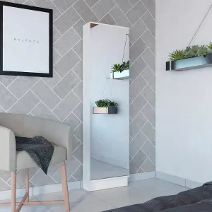 Maximize Storage with Cassidy Rectangle Tall Shoe Cabinet, Ample Space for 10 Pairs, Functional Design with Mirror, White Finish