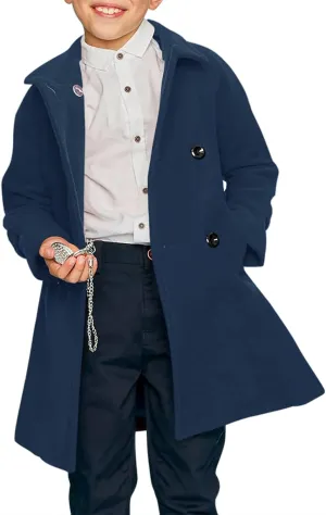 Meikulo Boys Double Breasted Pea Coat Kids Winter Notched Collar Overcoat 5-14 Years