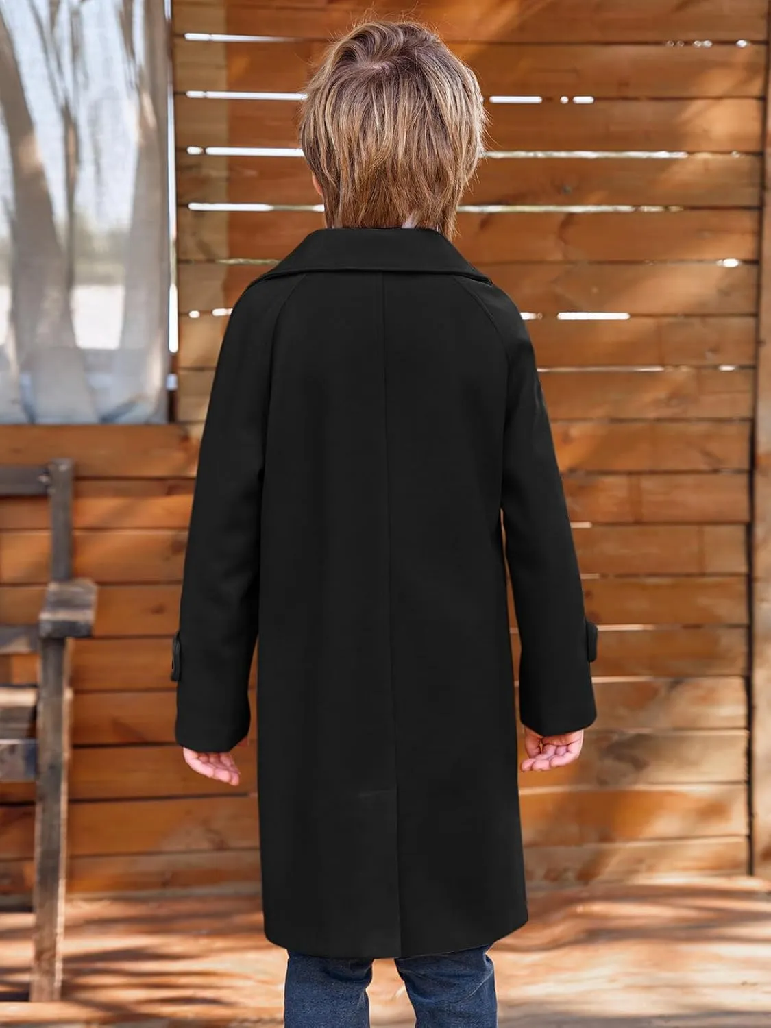 Meikulo Boys Double Breasted Pea Coat Kids Winter Notched Collar Overcoat 5-14 Years