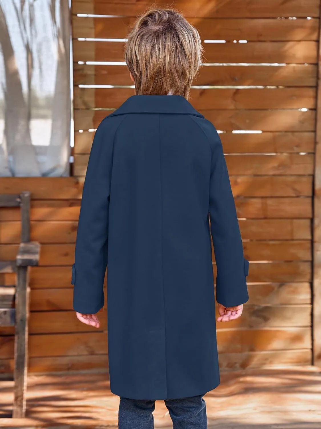 Meikulo Boys Double Breasted Pea Coat Kids Winter Notched Collar Overcoat 5-14 Years