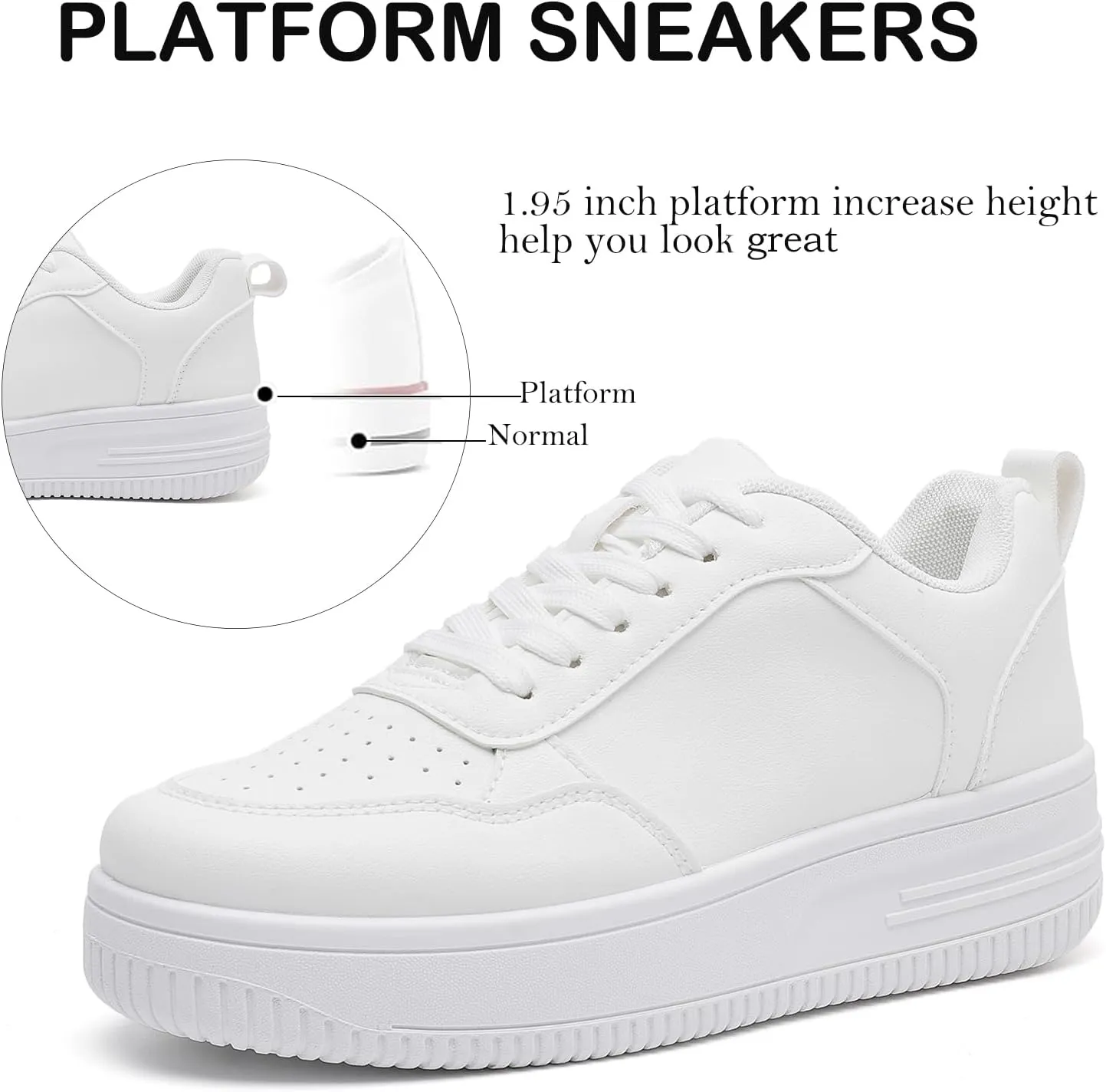 MEMON Womens Fashion Sneakers,Lace Up Platform Sneakers,Lightweight Casual Sneaker,Comfortable Walking Sport Sneakers