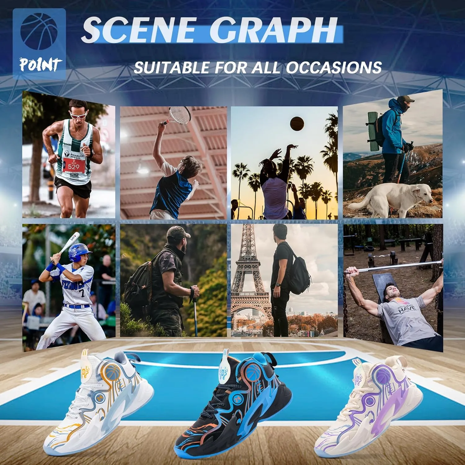 Men Basketball Shose Breathable Fashion Sneakers Non Slip Sport Shoes