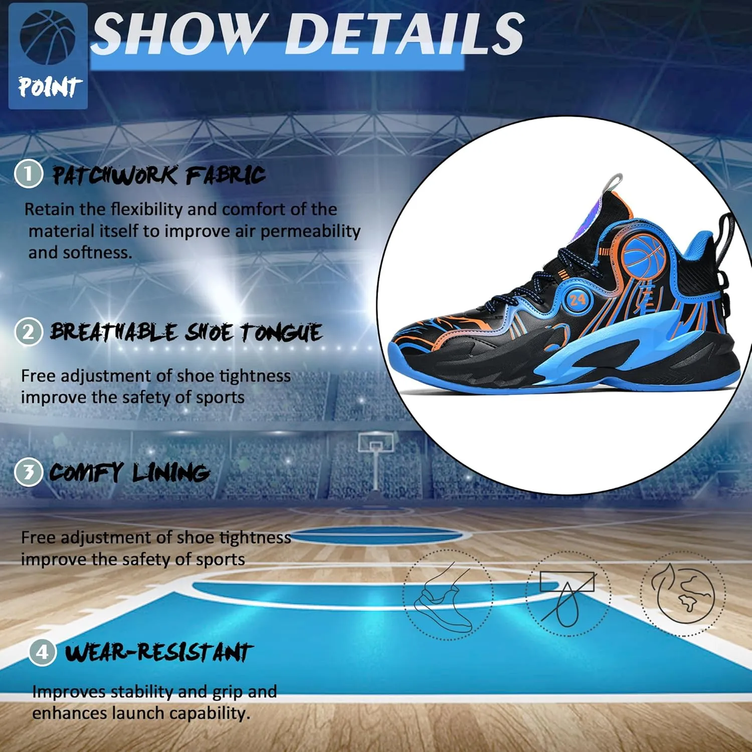 Men Basketball Shose Breathable Fashion Sneakers Non Slip Sport Shoes
