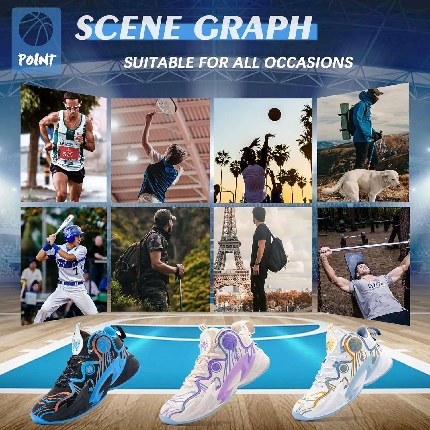 Men Basketball Shose Breathable Fashion Sneakers Non Slip Sport Shoes