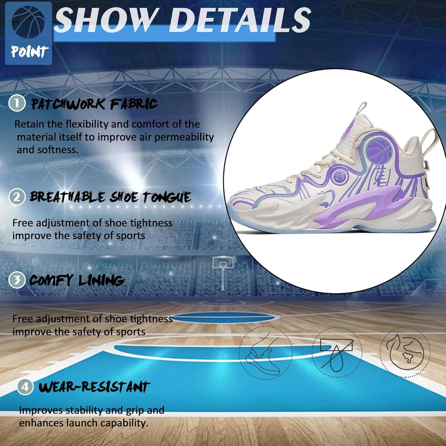 Men Basketball Shose Breathable Fashion Sneakers Non Slip Sport Shoes