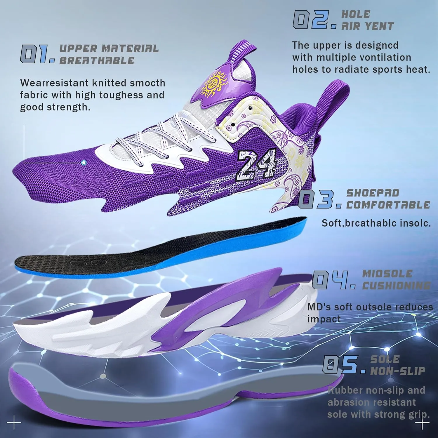 Men Basketball Shose Breathable Men Non Slip Outdoor Fashion Sneakers