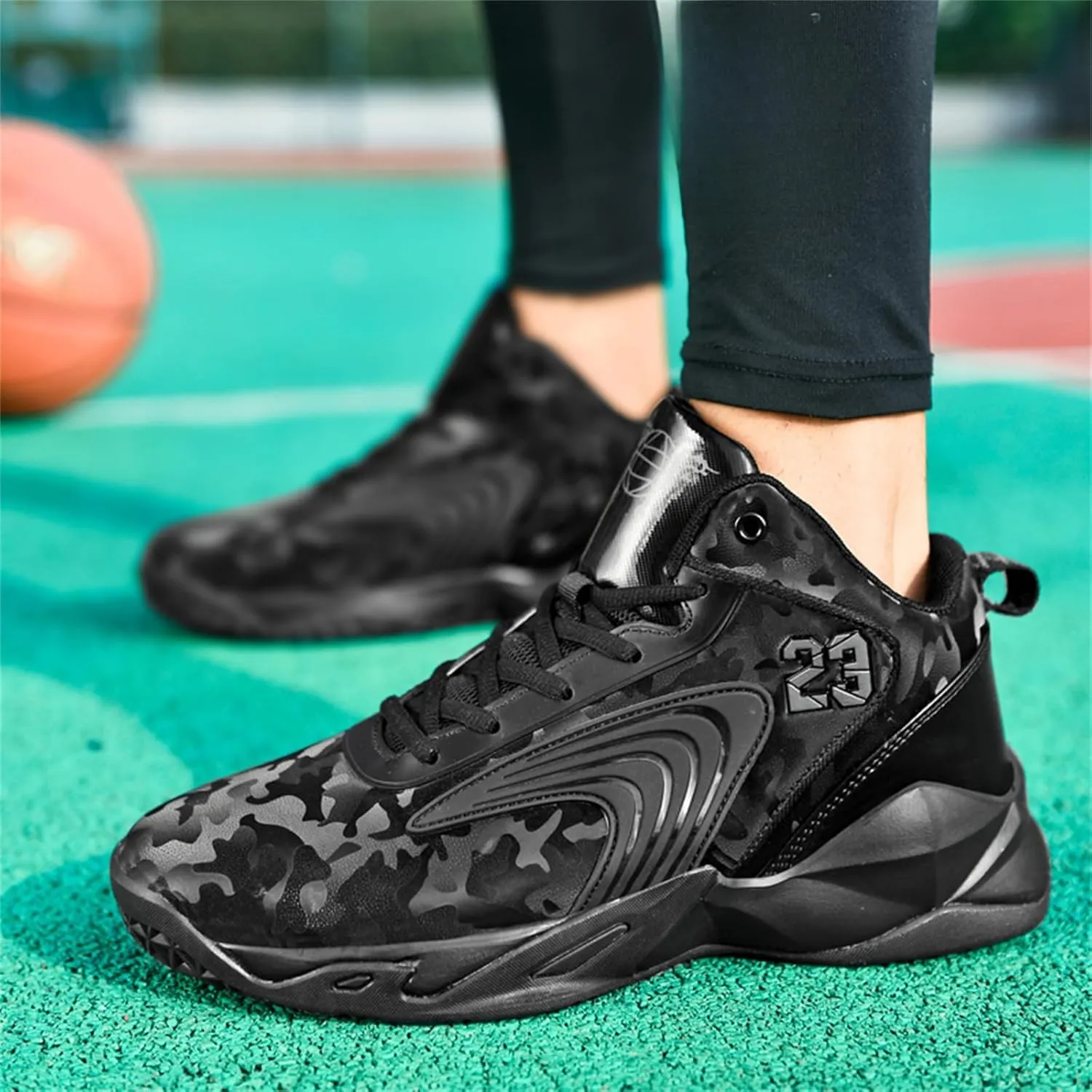 Mens Breathable Mesh High Top Basketball Shoes Fashion Running Tennis Sneakers High Rebound Non-Slip Sport Shoes