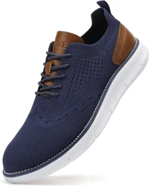 Men's Casual Dress Oxfords Shoes Breathable Knit Leisure Fashion Sneakers Lightweight Comfortable Walking Shoes