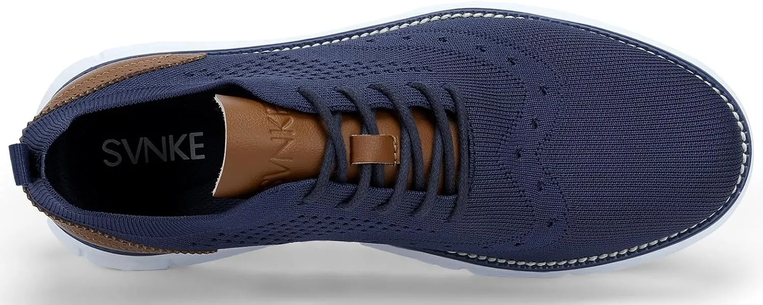 Men's Casual Dress Oxfords Shoes Breathable Knit Leisure Fashion Sneakers Lightweight Comfortable Walking Shoes