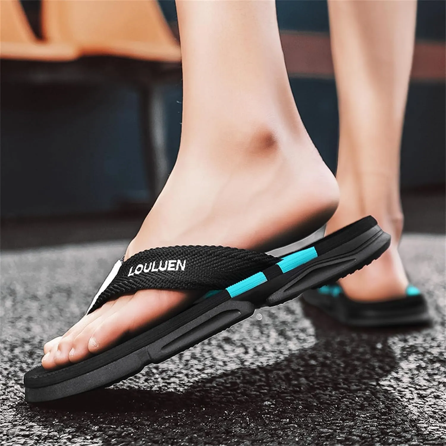 Men's Color Block Summer Flip Flops | Outdoor Leisure Beach Shoes for Men | Men's Slip-on Slippers with Anti-slip Sole