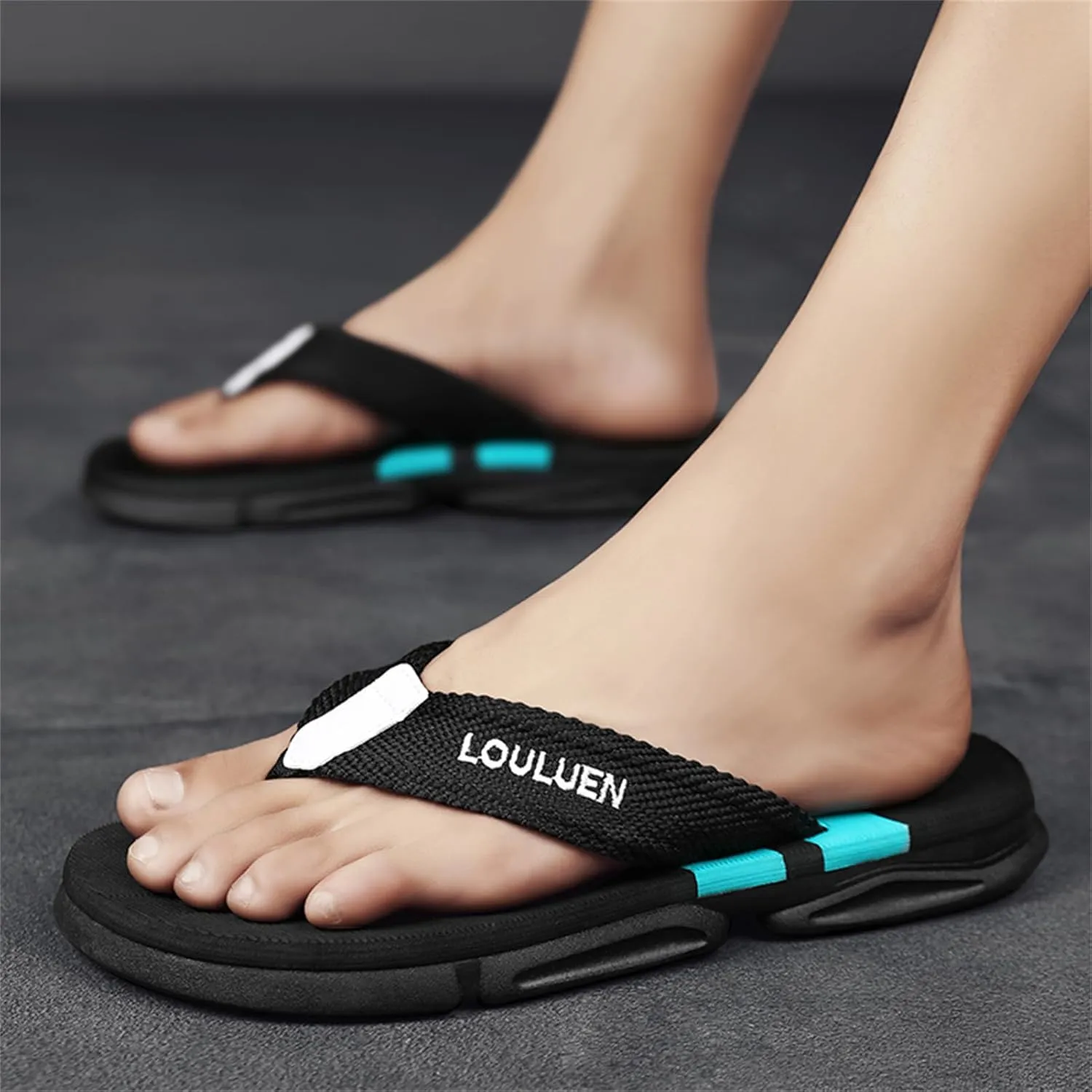 Men's Color Block Summer Flip Flops | Outdoor Leisure Beach Shoes for Men | Men's Slip-on Slippers with Anti-slip Sole