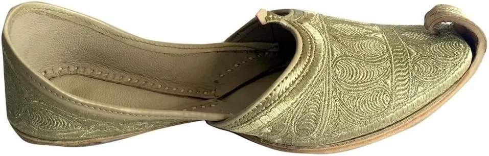 Men's Flat Full Gold Zari Khussa Shoes Pakistani Style Punjabi Jutti