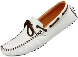 Men's Genuine Leather Deck Loafers Slip On Round Toe Flexible Flat Heel Comfortable Wedding Casual Boat Shoes