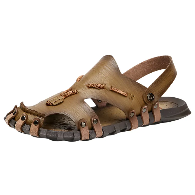 Men's Hand Sewn Breathable Cowhide Leather Sandals
