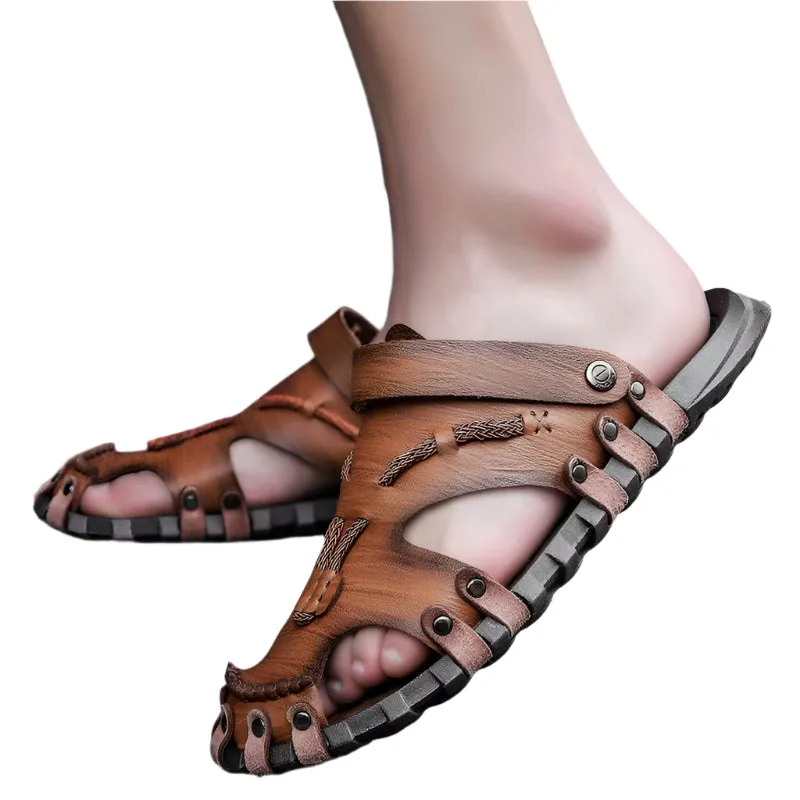 Men's Hand Sewn Breathable Cowhide Leather Sandals