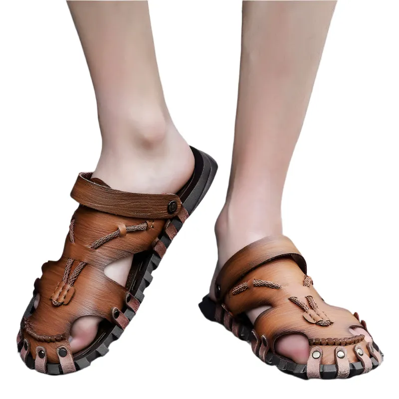 Men's Hand Sewn Breathable Cowhide Leather Sandals