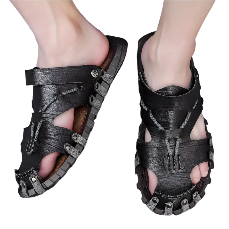 Men's Hand Sewn Breathable Cowhide Leather Sandals