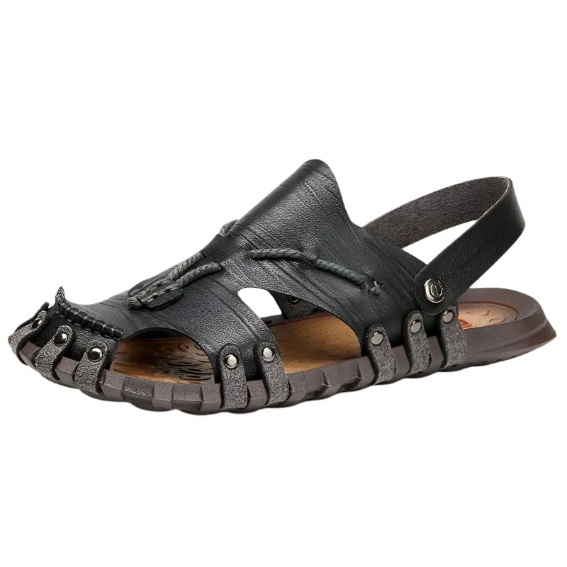 Men's Hand Sewn Breathable Cowhide Leather Sandals