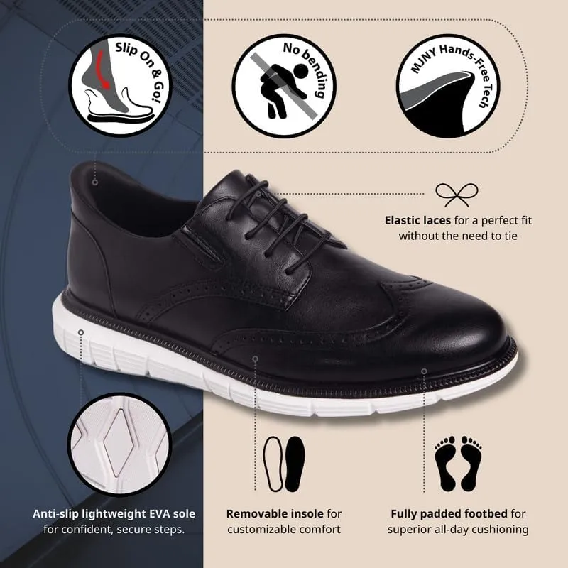 Mens Hands Free Slip On Wingtip Oxford Shoes Business Formal Derby Lightweight Sneakers