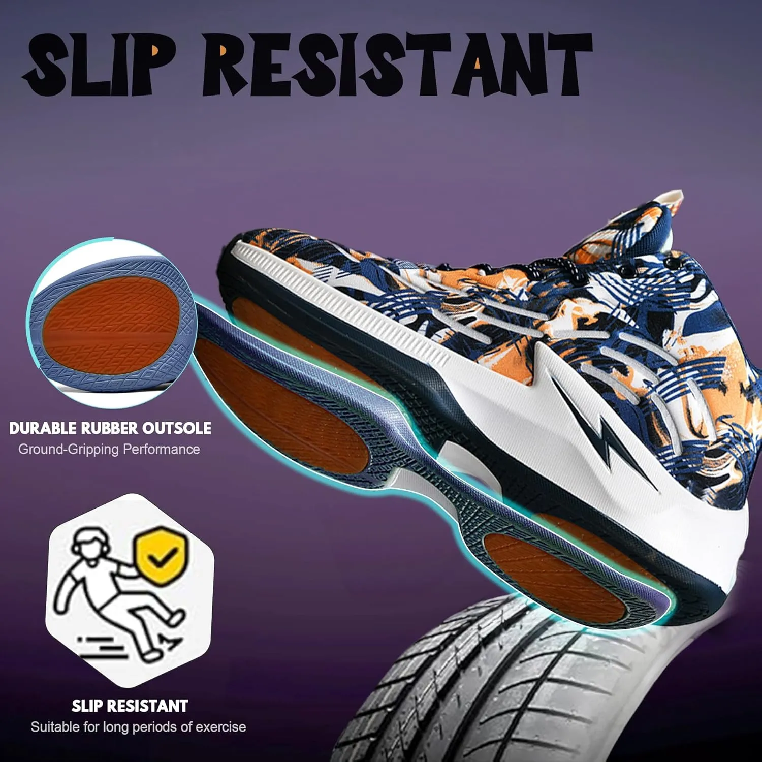 Men's High Top Basketball Shoes Lightweight Breathable Non Slip Gym Sneakers Suitable Training Sports