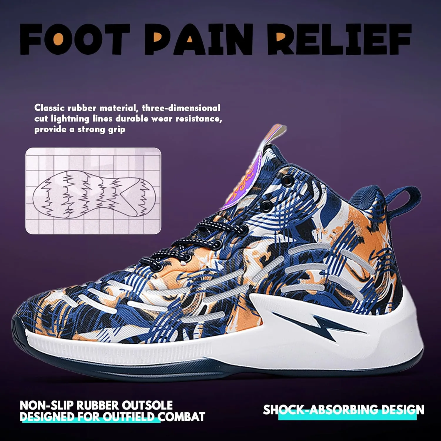 Men's High Top Basketball Shoes Lightweight Breathable Non Slip Gym Sneakers Suitable Training Sports