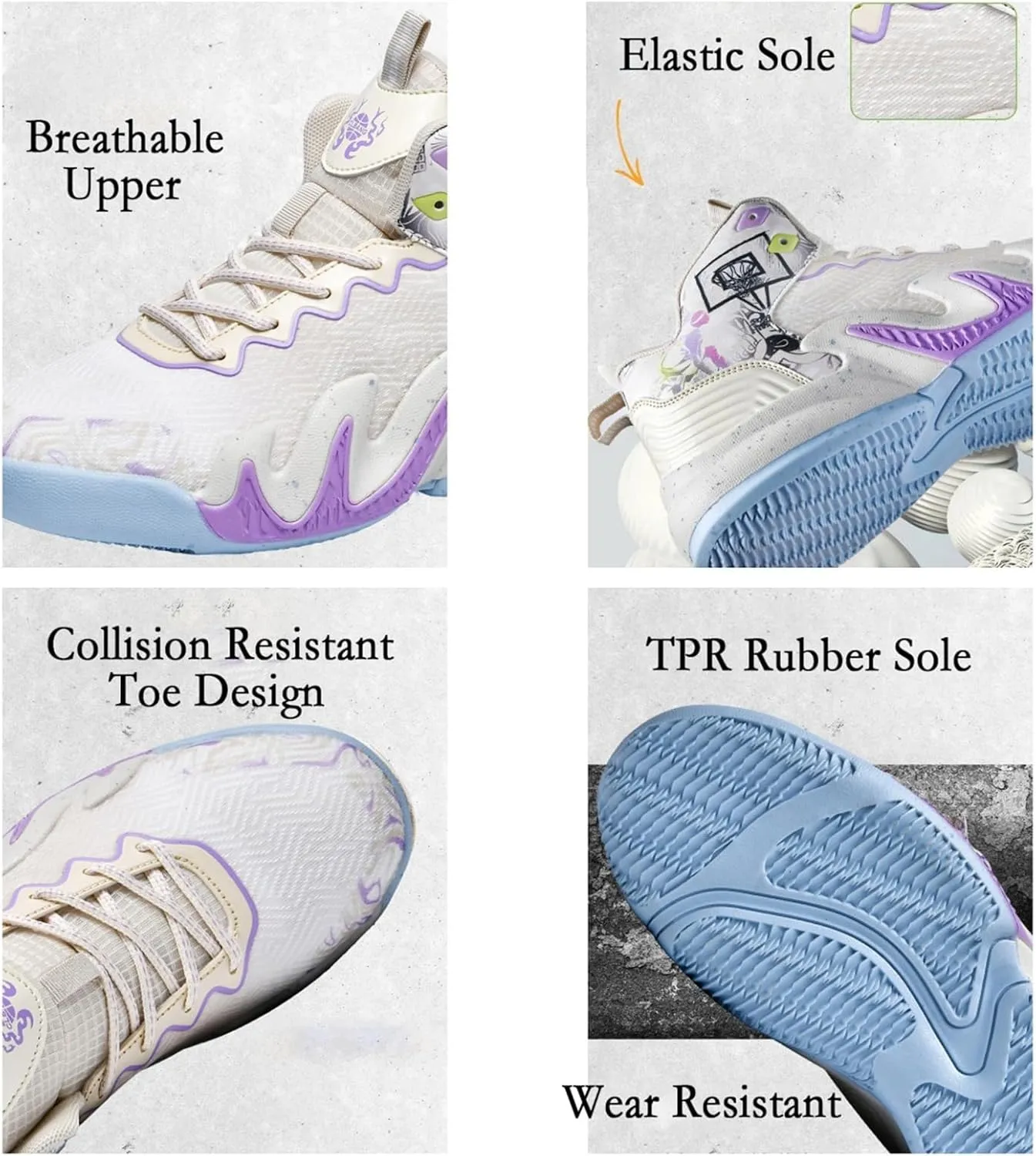 Men's Lace Up High Top Basketball Shoes Fashion Breathable Sneakers Casual Non-Slip Sports Shoes for Running Walking
