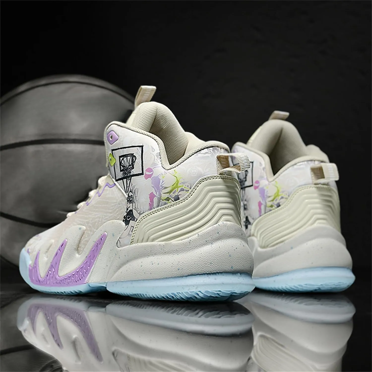 Men's Lace Up High Top Basketball Shoes Fashion Breathable Sneakers Casual Non-Slip Sports Shoes for Running Walking