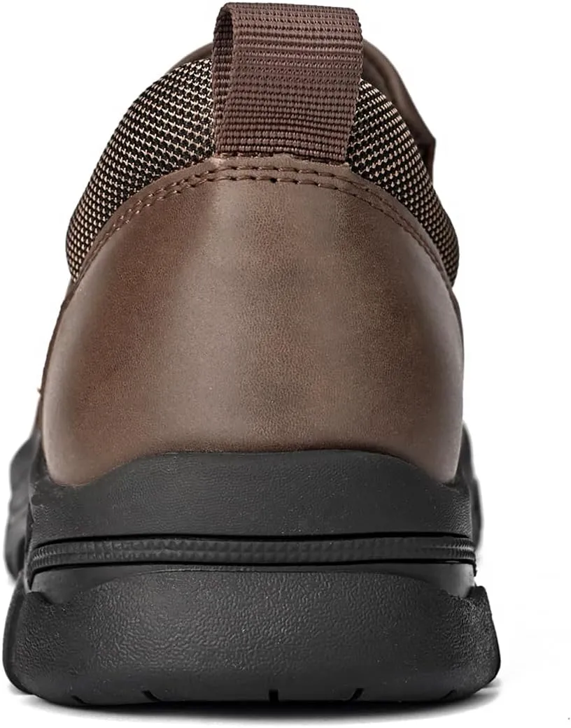 Mens Leather Slip On Hiking Outdoor Waterproof Causal Loafers Work Walking Shoes