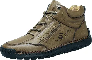 Mens Leather Sneakers Casual Comfy Sole Walking Running Shoes Comfortable Tennis Shoes Closed Toe Non Slip Summer Spring Men Sneaker for Hiking