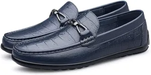 Men's Loafers Round Toe Moccasins Faux Crocodile Print Leather Slip Resistant Flexible Anti-Slip Fashion Slip-on