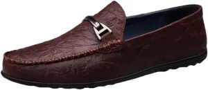 Men's Loafers Round Toe Moccasins Shoes Simple Leather Slip-On Resistant Anti-Slip Flexible Fashion Slip-ons