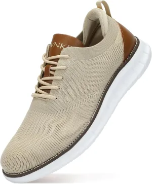 Men's Mesh Dress Shoes Casual Business Lace Up Oxford Sneakers Lightweight Breathable Walking Shoes Comfortable Thick Sole Tennis Footwear