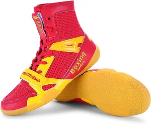 Men's Pro Boxing Shoes Breathable Wrestling Shoes Lightweight Training Shoe for Adult & Youth Men Women High Top Fitness Sneakers Non Slip Rubber Boots Deep Squat Combat Shoes