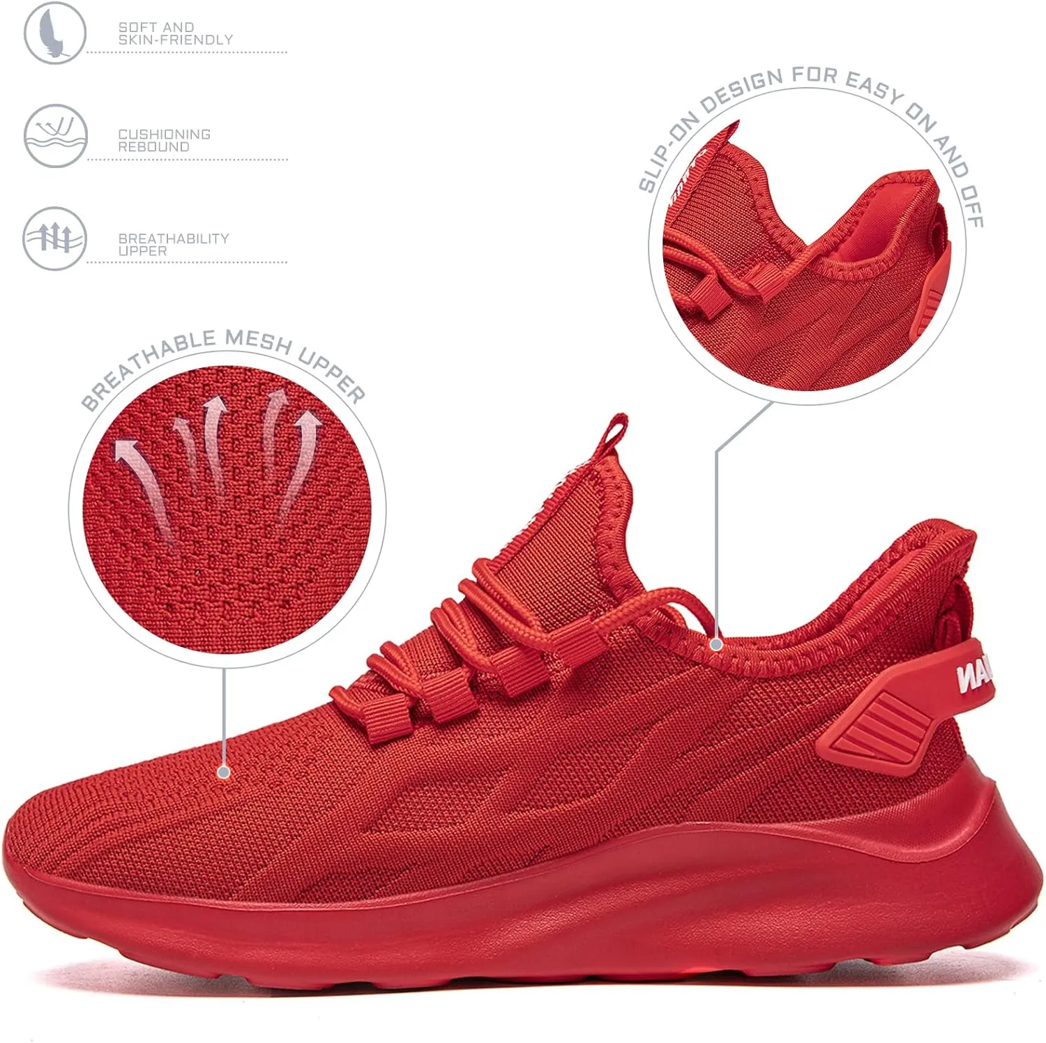 Mens Running Shoes Tennis Sneakers Walking Slip on Gym Workout Athletic Breathable Jogging Sport Casual Shoe