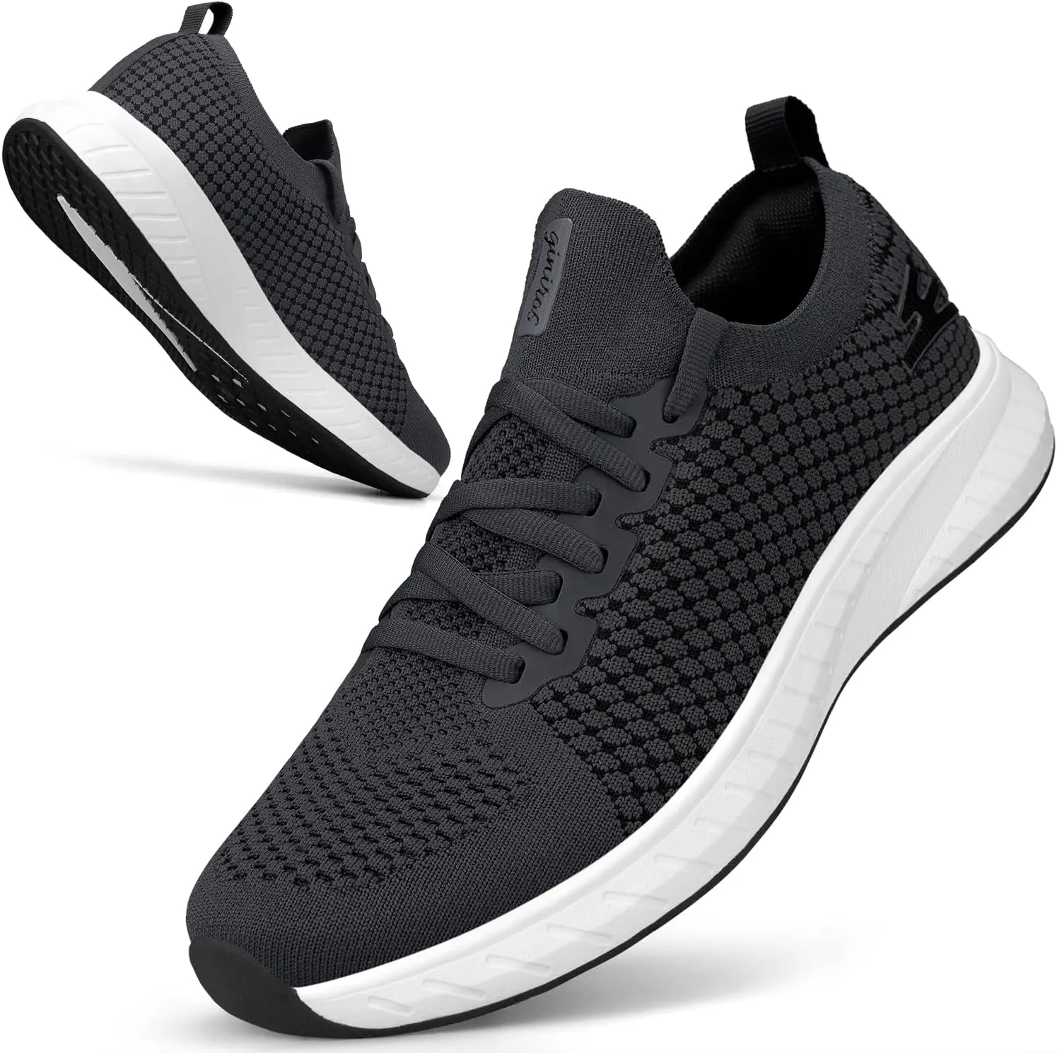 Mens Slip on Lightweight Walking Shoes Non Slip Breathable Running Shoes Comfort Tennis Workout Gym Sneakers with Shoelace