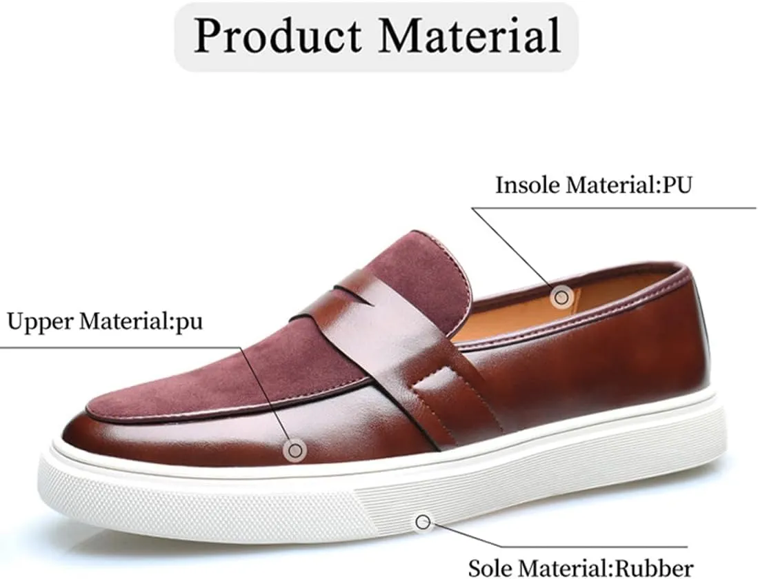Men's Slip-On Suede Leather Loafers – Lightweight Round Toe Casual Dress Shoes with Metal Buckle, Comfortable Driving & Walking Penny Sneakers