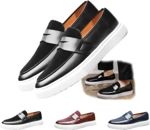 Men's Slip-On Suede Leather Loafers – Lightweight Round Toe Casual Dress Shoes with Metal Buckle, Comfortable Driving & Walking Penny Sneakers