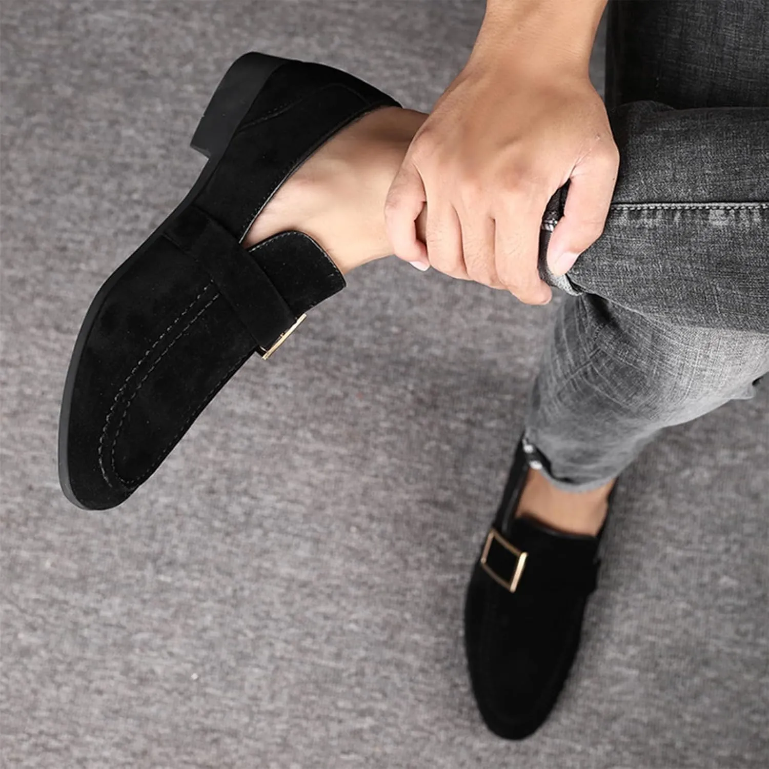 Men's Suede Leather Penny Loafers Slip On Casual Business Dress Shoes Classic Comfortable Driving Moccasins