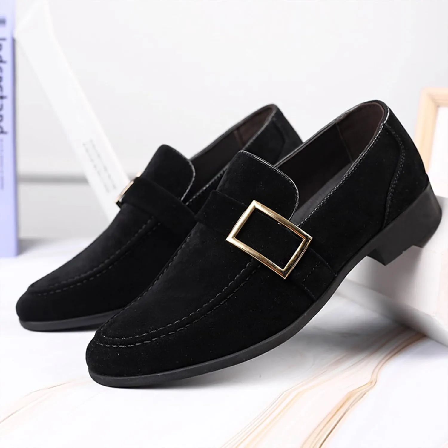 Men's Suede Leather Penny Loafers Slip On Casual Business Dress Shoes Classic Comfortable Driving Moccasins